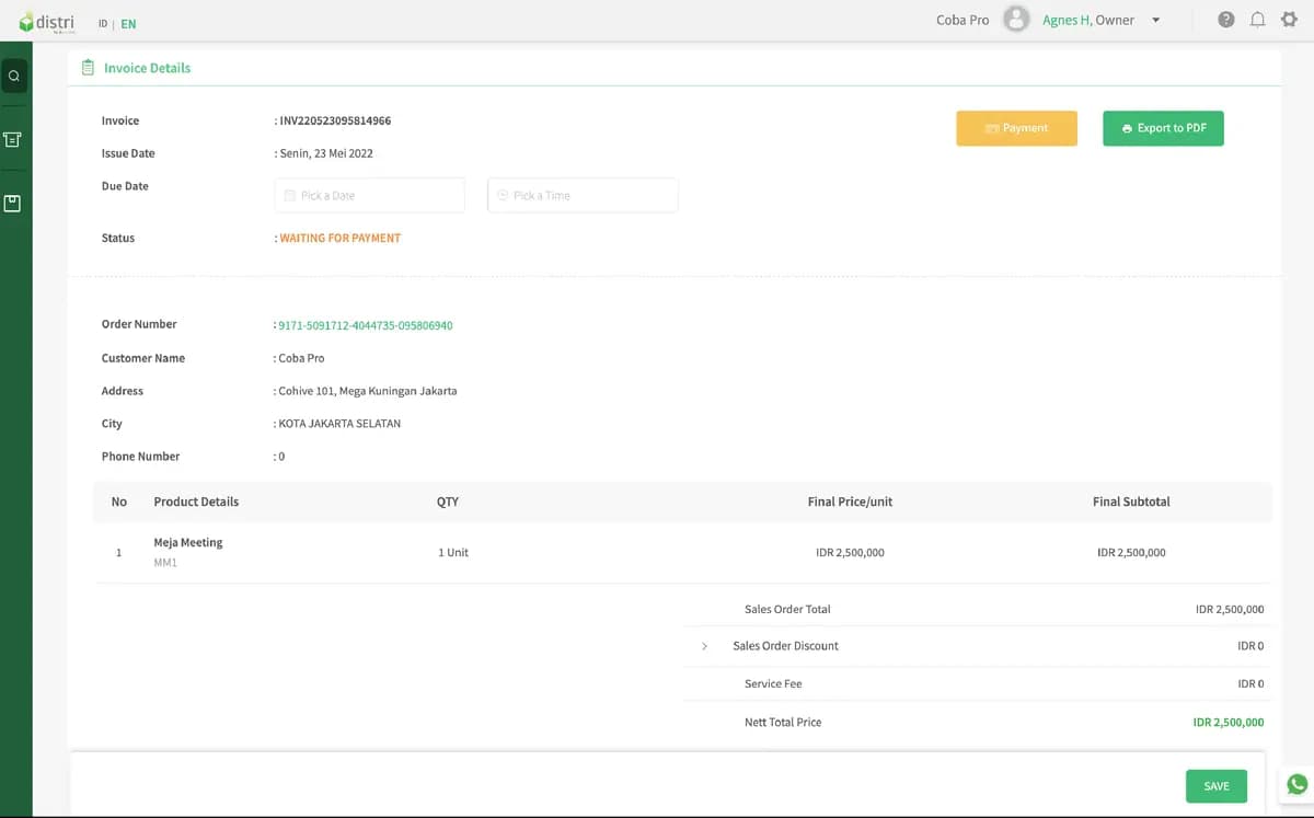 contoh invoice tagihan