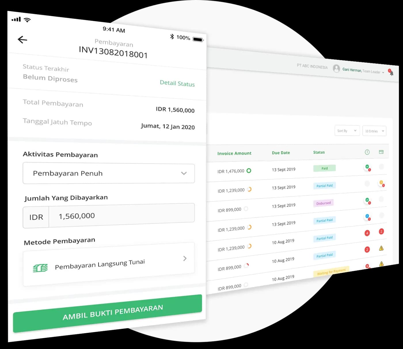 Invoice creation and payment status in Distri